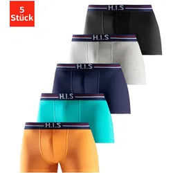 H.I.S Boxer, (Packung, 5 St.), mit Streifen und Markenlogo im Bund H.I.S orange, mint, navy, grau-meliert, schwarz M (5)