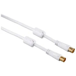 Hama 15m Antennen-Kabel 100db Koaxial-Kabel Video-Kabel, Koaxial, Koaxial (1500 cm), 15m für TV 8K 4K HDR DVB-T2 DVB-C Koax-Kabel Fernsehantennen-Stecker weiß