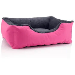 BedDog Tierbett Hundebett TEDDY mit Rand, Bezug abnehmbar grau|rosa 55 cm x 70 cm