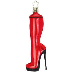 INGE-GLAS® Christbaumschmuck Reizvoller Stiefel, Schickimicki (1-tlg), mundgeblasen, handbemalt rot|schwarz