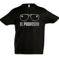 Urban Backwoods Print-Shirt El Prof Sunglasses Kinder T-Shirt Robbery Bank Money Cash Überfall (1-tlg) Professor Casa Heist Crime schwarz 110/116