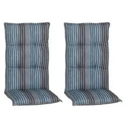 Gardenson Sesselauflage , Blau , Textil , Streifen , Füllung: Schaumstoff, Fleece,Schaumstoff, Fleece , 46x8x118 cm , Handmade in Europe , bügelfrei, pflegeleicht, für den Außenbereich geeignet, wetterfest, mittels Bändern zu befestigen , Gartenmöbel, Gartenpolster & Auflagen, Sesselauflagen