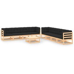 vidaXL 9-tlg. Garten-Lounge-Set mit Kissen Kiefer Massivholz