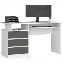 Raumhirsch Furniture Schreibtisch Weiß, Graphit 77/135/60 , Weiß, Grau , Holzwerkstoff , Rechteckig , 135x77x60 cm , Büromöbel, Schreibtische, Schreibtische