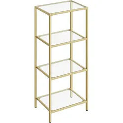 Boxxx Regal , Goldfarben , Glas , 4 Fächer , 40x95x30 cm , Typenauswahl, Beimöbel erhältlich, stehend, in verschiedenen Größen erhältlich , Wohnzimmer, Wohnwände, Wohnwand-Serien