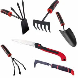 Scheppach Gartenset 6-tlg. Doppelhacke Grubber Kelle Fugenkratzer Harke 1 Säge