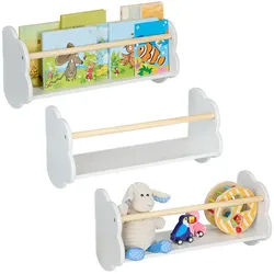 Relaxdays 3Xbücherregal , Weiß , Holzwerkstoff, Holz , 50x24x18 cm , Kinder- & Jugendzimmer, Kindermöbel, Kinderregale