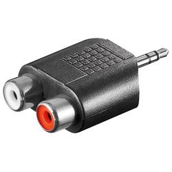 Goobay Cinch-Adapter, AUX-Klinke 3,5-mm-Stecker zu 2x Stereo-Buchse - 1x 3,5-mm-Klinkenstecker (3-polig, stereo) > 2x Cinchbuchse (Audio links/rechts)