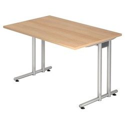 HAMMERBACHER NS12 Schreibtisch eiche rechteckig, C-Fuß-Gestell silber 120,0 x 80,0 cm