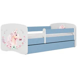 Raumhirsch Furniture Kinderbett Pferd mit Schublade und Matratze 140/70 , Blau , Holzwerkstoff , Rechteckig , 70x140 cm , FSC 100% , Babymöbel & Kindermöbel, Kinderzimmer & Jugendzimmer, Kinderbetten