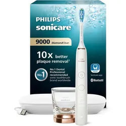 Philips Sonicare Elektrische Zahnbürste DiamondClean 9000 HX9911, Aufsteckbürsten: 1 St., mit Schalltechnologie, Ladeglass, USB-Reiseetui goldfarben|weiß