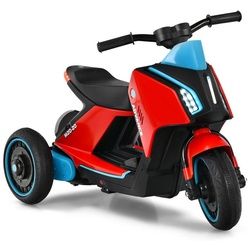 COSTWAY Elektro-Kindermotorrad, mit Lichtern, Musik & 3 Räder rot