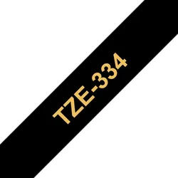 Brother Schriftband TZe-334 (lam) Gold auf Schwarz 12mm x Tintenpatrone schwarz