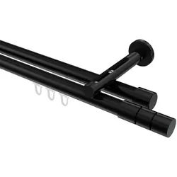 GARDINENSTANGE INNENLAUF Siteno Elanto 280 cm (geteilt in 2 x 140 cm), 2-läufig, 20 mm Ø Schwarz