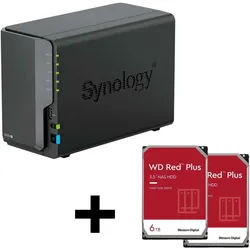 Synology DiskStation DS224+ 2 Einschübe NAS-Server Leergehäuse + 2x WD Red NAS 3.5" HDD 6TB Festplatte