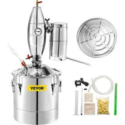VEVOR Alkohol-Edelstahl-Brennerei 70L Schnapsbrenner Destille Edelstahl Alkohol-Destillierkolben Schwarzbrennerei Destillation