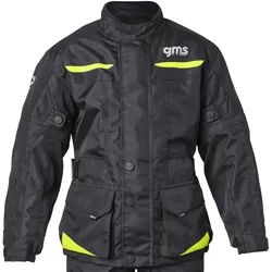 GMS Gear wasserdichte Kinder Motorrad Textiljacke, schwarz-gelb, Größe M 164