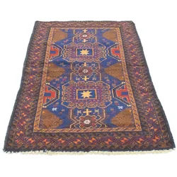 morgenland Wollteppich »Belutsch Teppich handgeknüpft blau«, rechteckig, handgeknüpft morgenland Blau B/L: 81 cm x 137 cm