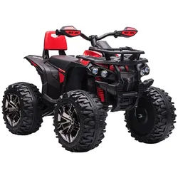 Homcom Elektro-Quad Kinderquad mit Scheinwerfer, Kindermotorrad mit USB-Anschluss, Rot , Metall , 65x73x100 cm , unisex , Freizeit & Co, Gartenspielzeug, Kinder-Elektrofahrzeuge