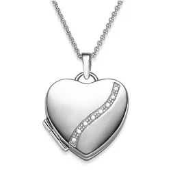 Amoonic Amulett Herz Medaillon zum Öffnen für Bilder Silber 925 Herzkette Anhänger (inkl. Schmucketui), Anhänger aufklappbar befüllbar Gravur Foto Gold Rosegold vergoldet silberfarben