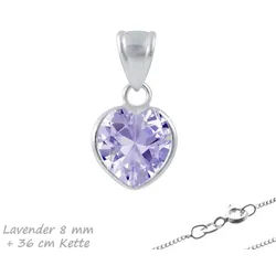 Order & Smile Schmuck Herzkette Zirkonia Herz Anhänger 925 Silber mit / ohne Kette für Damen & Kinder (Set, inkl. Kette), gestempelt silberfarben