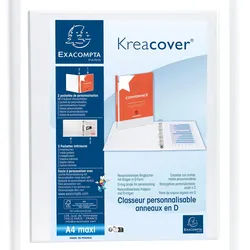 Exacompta 51922E 10x Ringbuch aus PP 1,9mm, 2 Ringe 30mm, Rücken 47mm, 2 äußere Klarsichthüllen, 32x27,7,cm für DIN A4 MAXI - Kreacover - Weiß