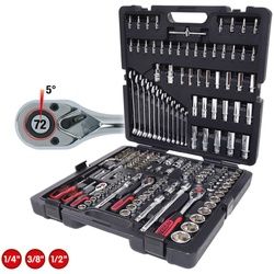 KS Tools 1/4 Zoll+3/8 Zoll+1/2 Zoll CHROMEplus Steckschlüssel-Satz, 216-tlg.