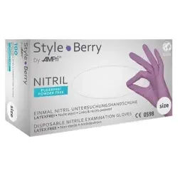 Style Berry Nitrilhandschuhe, puderfrei, lila, Stabile Einmalhandschuhe mit Fingerspitzentexturierung, 1 Packung = 100 Stück, Größe L