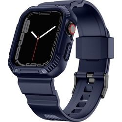 Kingxbar CYF537 Gepanzertes 2in1-Gehäuse für Apple Watch SE 8, 7, 6, 5, 4, 3, 2, 1 (45, 44, 42 mm) mit blauem (45 mm, 44 mm, 42 mm), Uhrenarmband, Blau