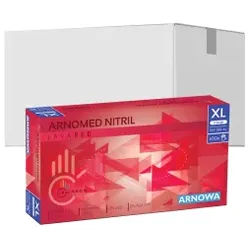 ARNOMED Nitril Lava Red Einmalhandschuhe, puderfrei, rot, Elastische und reißfeste Nitrilhandschuhe mit Rollrand, 1 Karton = 10 Packungen à 100 Stück, Größe XL