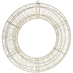 Home Styling Collection Dekorativer Kranz LED Ø 50 cm , Goldfarben , Metall , 8x50x50 cm , Dekoration, Weihnachtsdekoration