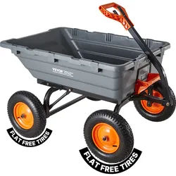 VEVOR Gartenwagen 680 kg, Transportwagen mit Kippfunktion, Handwagen mit Verstellbarem Griff, Drehlagern, Handkarre, Bollerwagen, Bastelwagen, Kippwagen für Pflanzen, Erde, Erntegut