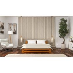 Siblo Holzbett Astra (Bett aus massiver-Holz, Holzbett mit Lattenrost), mit Lattenrost braun 147 cm x 205 cm x 67 cm