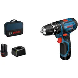 Bosch Professional Akku-Schlagbohrschrauber GSB 12V-15, (Set), inkl. 2 Akkus und Ladegerät blau|schwarz