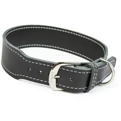 CopcoPet Hunde-Halsband Hundehalsband - Zoe, Robust, nachhaltig, Naturprodukt. Handgefertigt schwarz 30 - 35 cm 30 mm verchromt