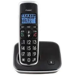 Fysic FX-6020 Seniorentelefon (Mobilteile: 1-2, Netzspannung 100-240 V AC, Seniorentelefon mit großen Tasten, Hörgerätkompatibel, 10h Sprechzeit) schwarz