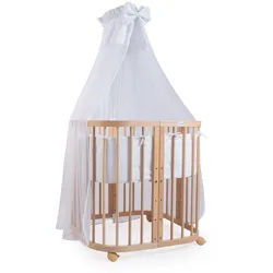 waldin Babybett Natur, 7in1 mit Matratze , Naturfarben, Weiß , Holz , Echtholz,Buche , Oval , 73x123 cm , FSC 100% , Babymöbel & Kindermöbel, Babyzimmer, Babybetten, Gitterbetten