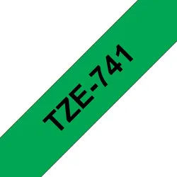 Brother Schriftband TZe-741 (lam) Schwarz auf Grün 18mm x Tintenpatrone grün