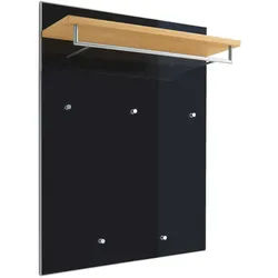 Novel Garderobenpaneel , Anthrazit, Eiche Bianco , Holz, Glas , Eiche , furniert , 80x109x27 cm , Goldenes M, Made in Germany, DGM-Klimapakt , Aufhängemöglichkeit, Kleiderstange , Holzmöbel, Garderobe Holz, Garderobenpaneele Holz