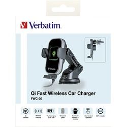Verbatim Fast Wireless Charger, KFZ, Qi, 9V/12V, FWC-02 Kabel USB Typ-A-C, 1m, schwarz, Retail