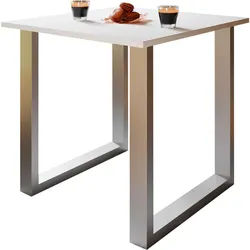 Mid.you Schreibtisch , Silberfarben, Weiß , Holzwerkstoff , quadratisch , U-Form , 80x76x50 cm , Büromöbel, Schreibtische, Schreibtische