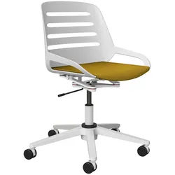Aeris Drehstuhl , Gelb, Weiß , Metall, Kunststoff , Drehkreuz , 70x68x40 cm , Made in Germany , Wippfunktion, Sitzfläche 360° drehbar , Büromöbel, Bürostühle, Drehstühle