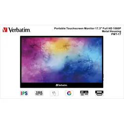 Verbatim Portable Monitor PMT-17, 17.3'' (43.94cm), LCD, Full HD USB A-C, HDMI, IPS, 16:9, Touchscreen, Retail
