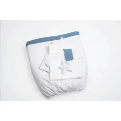 Mionido Stubenwagenset , Weiß, Pastellblau , Kunststoff, Textil , 4-teilig , 130x180 cm , Schlafen, Babytextil-Kollektionen