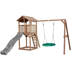 Ambia Garden Spielturm , Braun, Grau, Grün , Holz, Kunststoff , 356.6x241.9x349 cm , EN 71, CE, FSC 100% , Freizeit & Co, Gartenspielzeug, Spieltürme