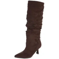 Ital-Design Moderne Damenstiefel mit elegantem Design und Komfort Stiefel (91117002) Pfennig-/Stilettoabsatz Stiefel in Dunkelbraun braun 36 EU