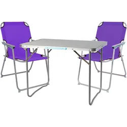 3-teiliges Campingmöbel Set Alu L70xB50xH59cm lila