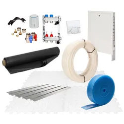 20 m2 Set Trockenestrichsystem 25 mm WLG 035 PE-RT Rohr Raster 12,5 cm 2 Heizkreise Regler 230 V + Zubehör
