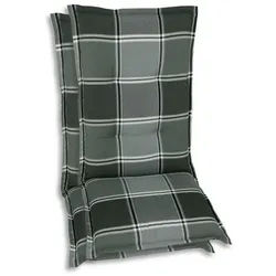 Xxxl Sesselauflagenset , Grau , Textil , 2-teilig , Karo , Füllung: Schaumstoff, Vlies , 50x9x120 cm , Oeko-Tex® Standard 100 , pflegeleicht, hochwertige Qualität, langlebig, für den Außenbereich geeignet, mittels Bändern zu befestigen, mittels Gurtband zu befestigen , Gartenmöbel, Gartenpolster & Auflagen, Sesselauflagen