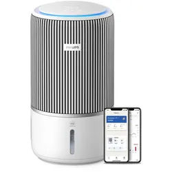 Philips Kombigerät Luftbefeuchter und -reiniger PureProtect Water 3400 Series 2-in-1 AC3420/10, für 60 m2 Räume, HEPA13 & Befeuchter 300m3/h Grau App weiß
